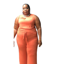 Load image into Gallery viewer, Round Neck Drawstring Jumpsuit - Coral
